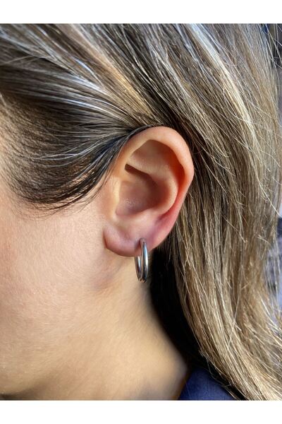 GOX حلق دائري فضي من الفولاذ مقاس متوسط ​​- 1.7 سم