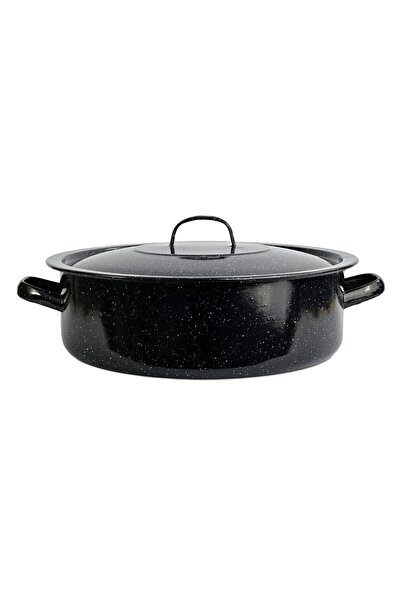 dealshopromania Enameled saucepan with black lid 8 liters 32 cm