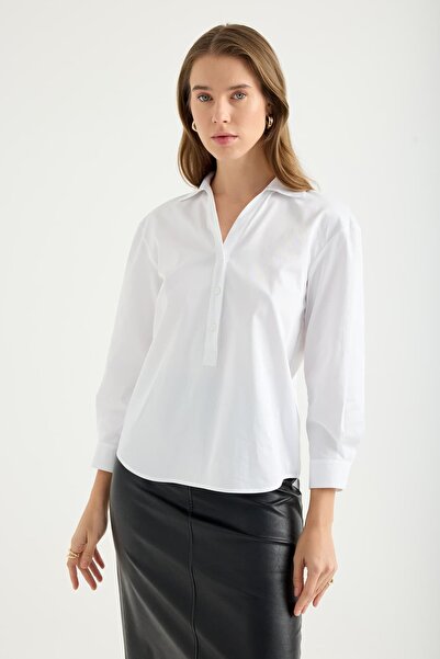 Masha Kate Organic Cotton Open Collar Shirt