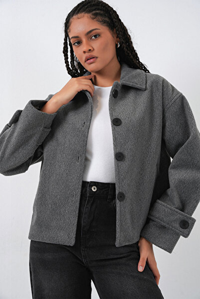 Bigdart Women's Short Cashmere Jacket 0724 - Anthracite