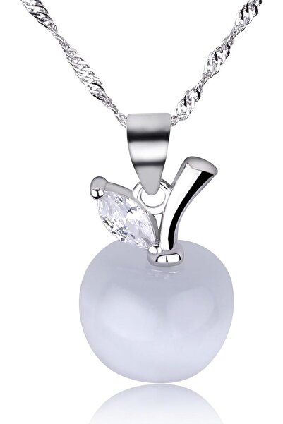 OSIRION Colier cu pandantiv din argint sterlin S925 cu opal și măr (45 cm)