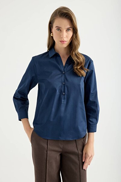 Masha Kate Organic Cotton Open Collar Shirt