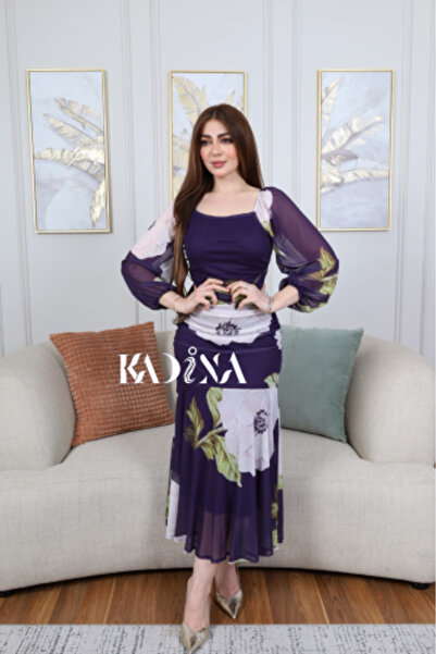 kadina فستان من التول الناعم مع زخارف لامعة