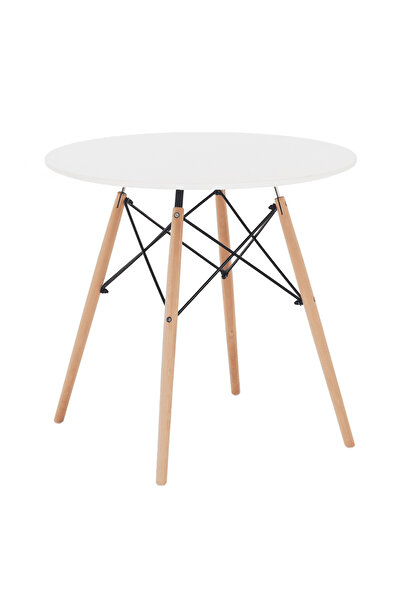 DacEnergy Dining table, white/beech, diameter 60 cm, GAMIN NEW 60