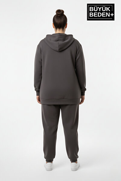 Superlife Women's Plus Size Hooded Zippered N Printed Sweatshirt Cardigan Spr26Bhrk922