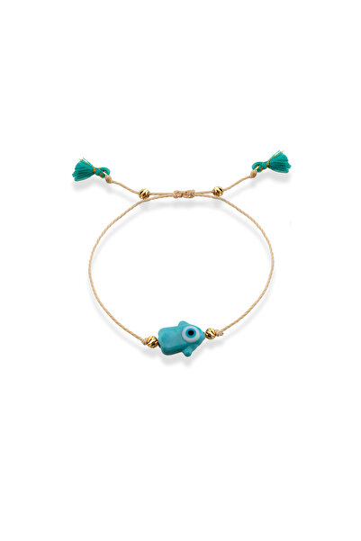 Pinart Orange Nazar Beaded Hand of Fatima Rope Bracelet Pnrtb001453