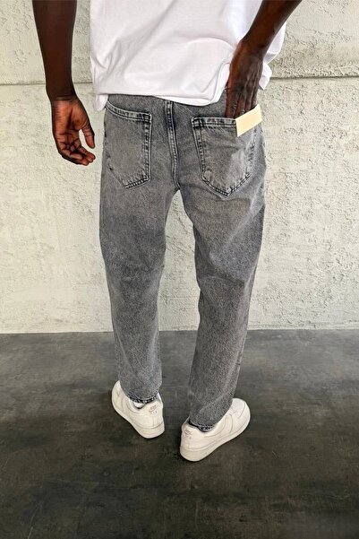 MADZEYMODA Boyfriend Denim Men's Ripped Detailed Gray Jean Denim Pants Bf-273