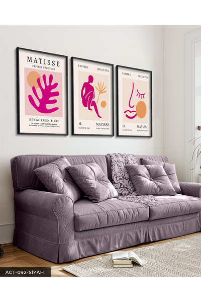 Evinemoda Matisse umetničko delo, 3-dijelna slika u crnom drvenom okviru