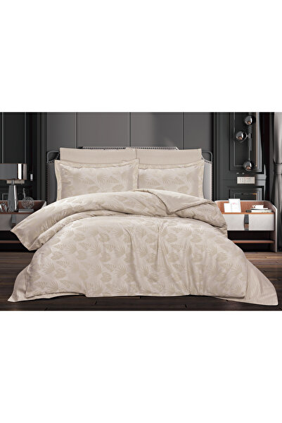 ihvan online Double Size Çınar Jacquard Satin Double Duvet Cover Set - 200X220 - 7 Piece Cotton Bedding Set - Koy