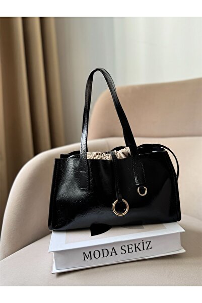 Moda Sekiz Women's Patent Leather Drawstring Shoulder Bag