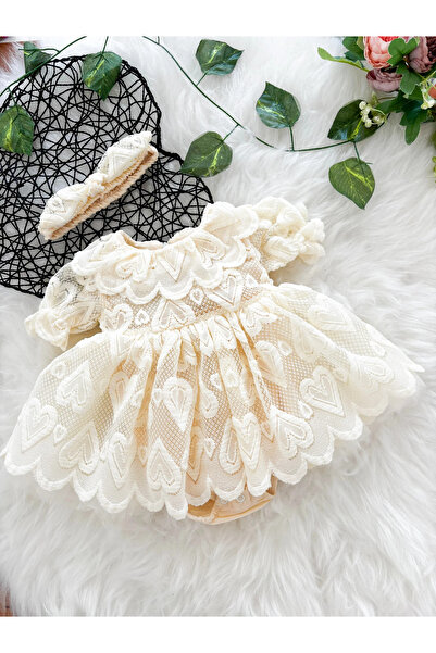 aysskids Ada Kalp Desenli Kız Bebek Romper