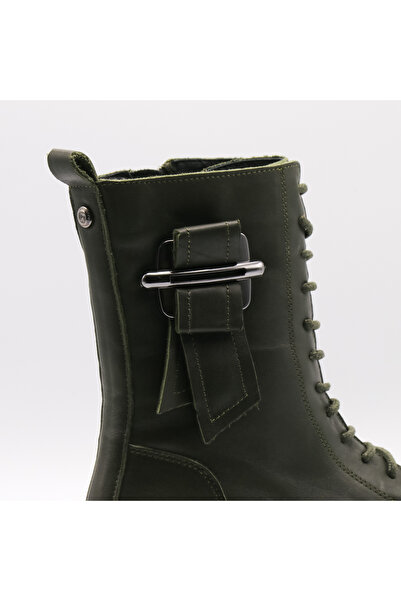 Dogati Ghete de damă din piele, cu fermoar lateral și șireturi, căptușite cu blană, talpă din cauciuc, confortabile