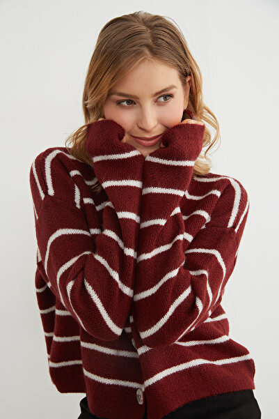 Fulla Moda Striped Buttoned Knitwear Cardigan