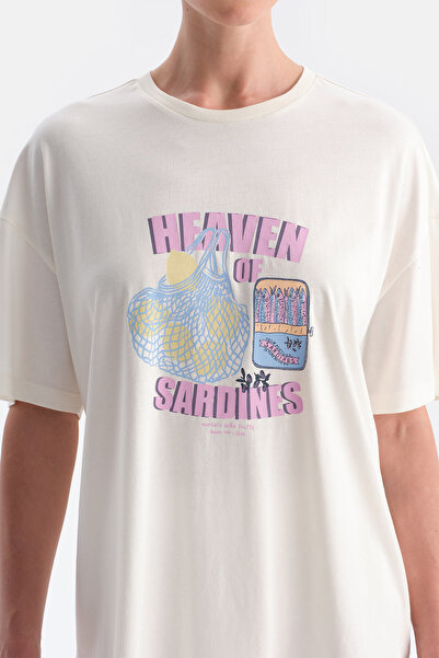 Dagi Ecru Printed T-Shirt Shorts Set