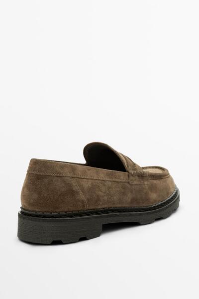 Massimo Dutti Deri maskeli tırtıklı taban mokasen