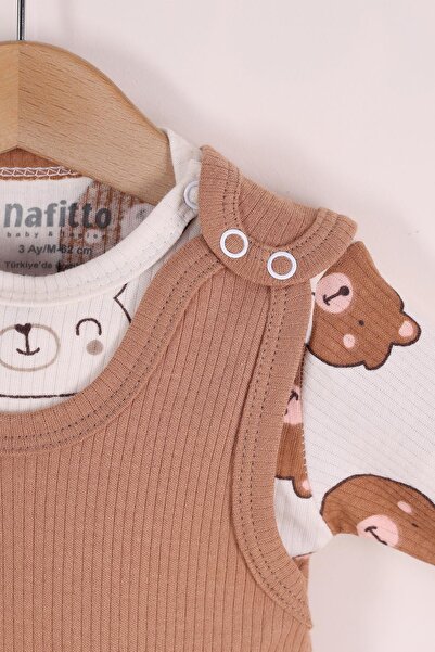 kidello Coffee Cute Teddy Bear Toy Newborn Cotton 2-Piece Baby Rompers 3-6-9 Months
