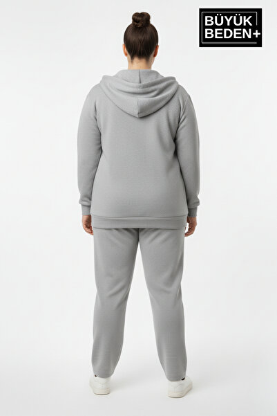 Superlife Women's Plus Size Zippered Hooded Unified Printed Sweatshirt Cardigan Spr26Bhrk924