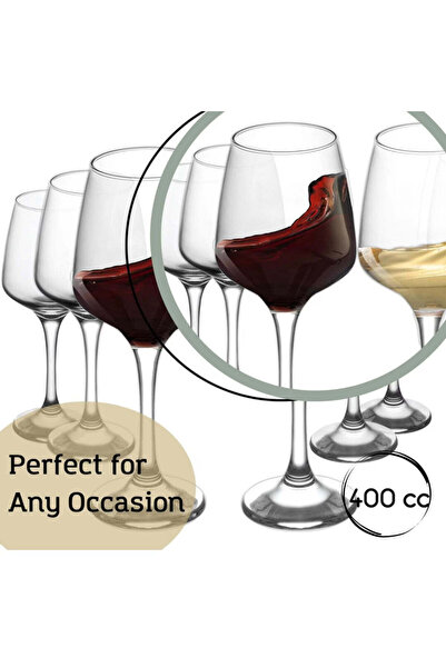 dealshopromania Set of 6 Red White Wine Rose Cocktail Glass Glasses 400 ml, L...