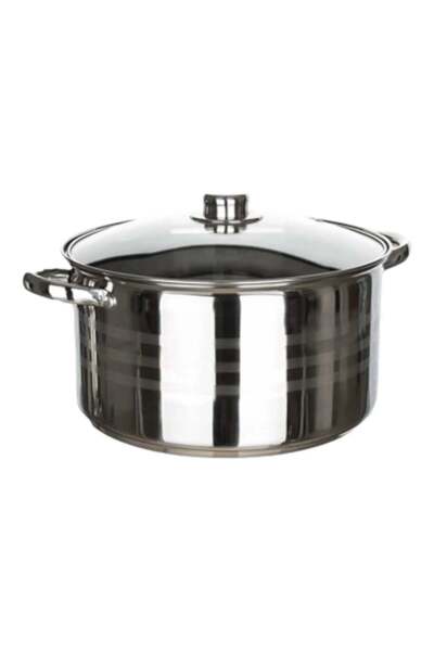 dealshopromania 6.5 liter stainless steel saucepan, glass lid, multilayer bot...