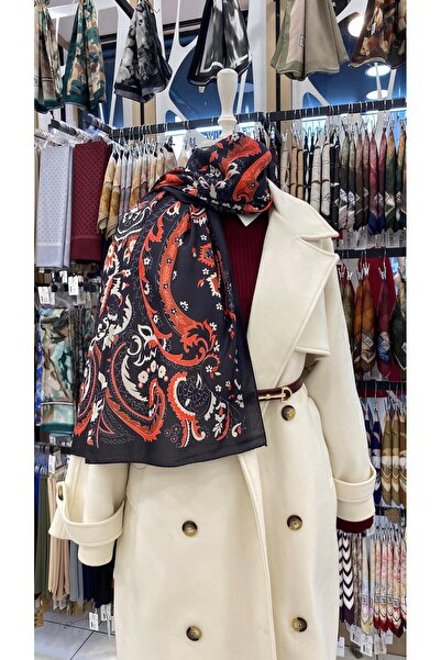 KUQOS Grand Style Patterned Shawl Black