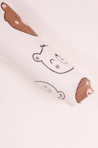 kidello Beige Cute Teddy Bear Toy Newborn Cotton 2-Piece Baby Rompers 3-6-9 Months