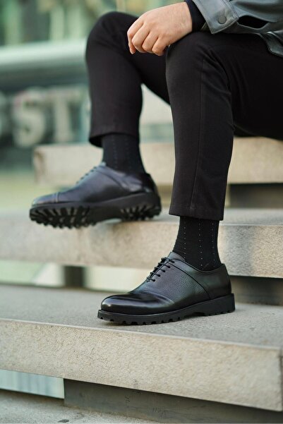 Ahmed Hamdi Bey أحذية دايتون الجلدية للرجال باللون الأسود