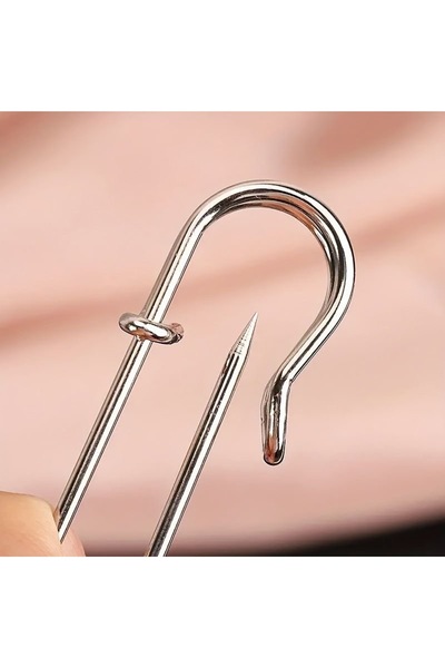 e tuhafiye 2 Adet Gümüş Rengi Dekoratif Çengelli Kancalı İğne Charm Hediye (6...