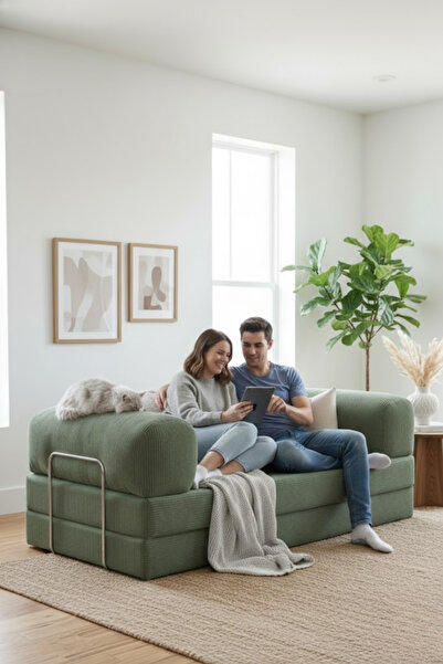 reflekta 100x200 Fitilli Kanepe Sünger Koltuk Çok Amaçlı Aktivite Koltuğu Yeşil