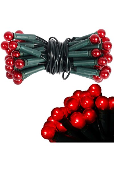 Goliat Czerwone Lampki-Perły Choinkowe 50L na Zielonym Kablu, 220-240V, Długość 2,7m