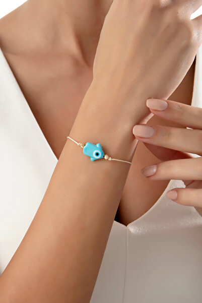 Pinart Orange Nazar Beaded Hand of Fatima Rope Bracelet Pnrtb001453