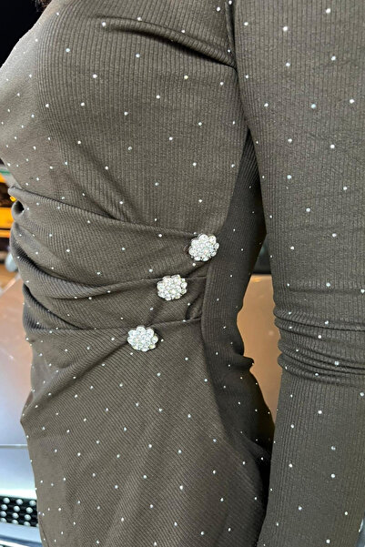 thesunfyre Women's Stoned Shoulder Pad Pack Asymmetrical Women's Blouse with Waist Detail