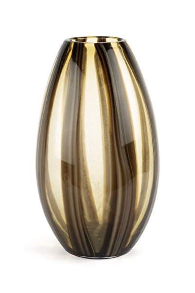 tuan design AMBER KAHVERENGI DESENLI CAM VAZO 33X18CM