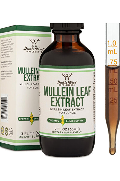 DOUBLE WOOD Supplements, Mullein Leaf Drops for Lungs, 2 FL OZ (60 Servings),...