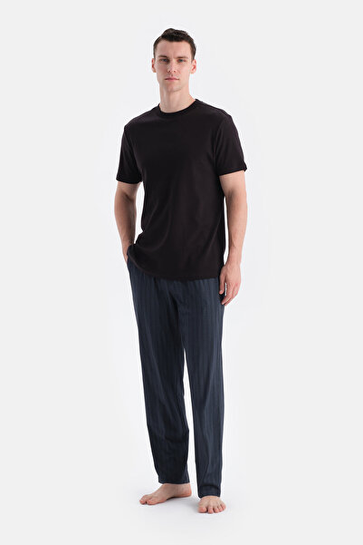 Dagi Navy Blue Cotton Modal Double Knitted Trousers