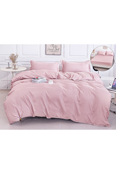 trendyhome Double Bed Linen, Fine Damask, 4 Pieces, UNI, Light Pink, PT14061-...