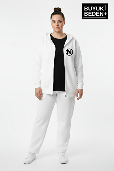 Superlife Γυναικεία μπλούζα μεγάλου μεγέθους με κουκούλα με φερμουάρ N με τύπωμα Ζακέτα SPR26BHRK922