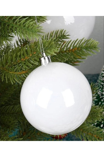 Çemrek Süs Parti Beyaz Yılbaşı Ağacı Topu 5 cm beyaz 6 adet