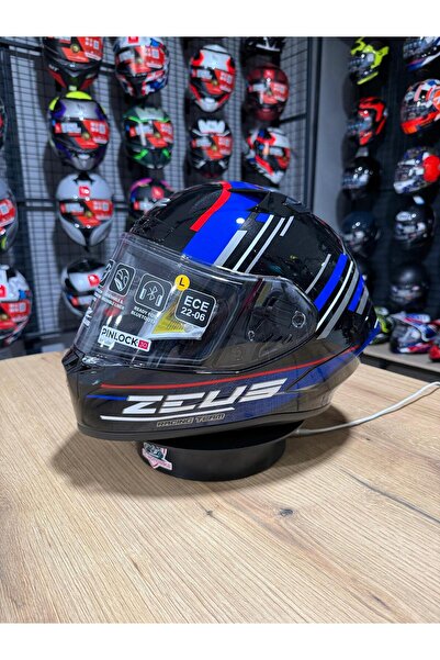 ZEUS ZS-826 Pearl Black Blue BK15 Kapalı Kask (Pinlock Dahil)