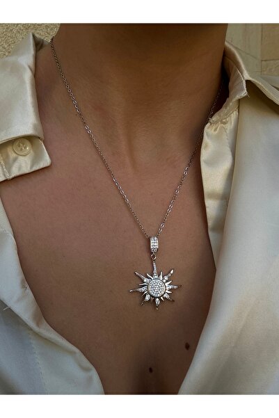 pop up store Zirkon Taşlı Çelik Zincir Yıldız Kolye