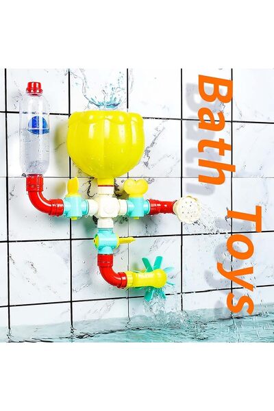 Generic Bath Pipe Building Toy with Valves & Water Wheel - Sensory Motorized Bath Toy for Toddlers (Mikacoz)