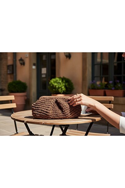 ANJEA Oeil De Grace Hand Knitted Scholarship Handbag |   Brown |   Lined |   Stylish & Durable Paper String Bag