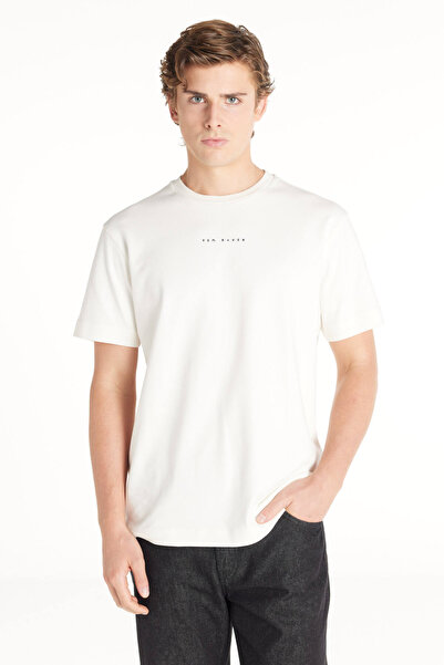 Ted Baker KIRIK BEYAZ LOGOLU BİSİKLET YAKA KISA KOLLU TSHİRT