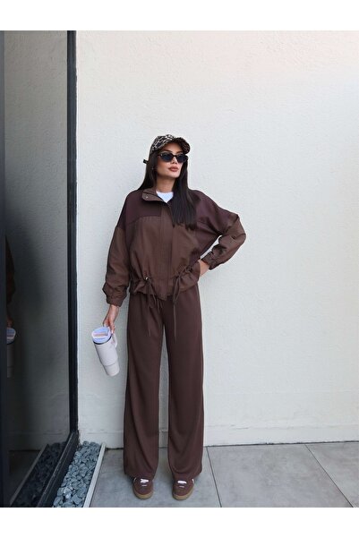 ESRAHELVACI συνδυασμός υφασμάτων Σετ αθλητικής φόρμας με κορδόνι στη μέση