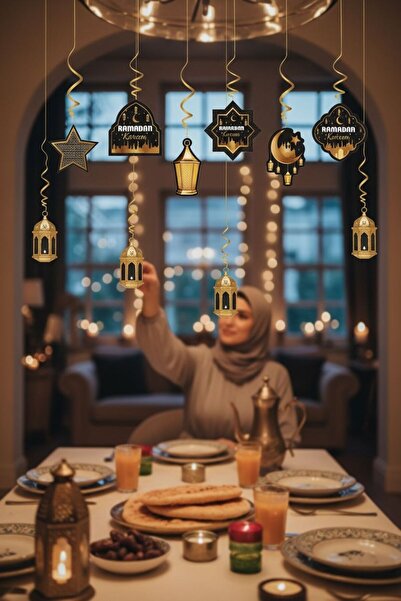 Cadde Süs Ramazan Ramadan Kareem Tavan Sarkıt 6'lı Set
