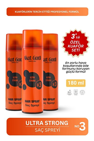 Akat Gardi Saç Spreyi Ultra Strong Turuncu 180Ml.3'Lü Özel Set