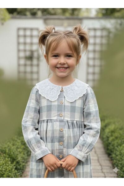 Cassiope Linen Checkered Dress 2-3-4-5 Years Old