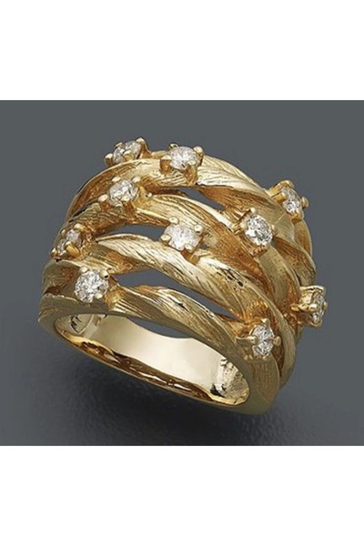 reyselstyle Zirkon Taşlı Altın Kaplama Lüks Yüzük