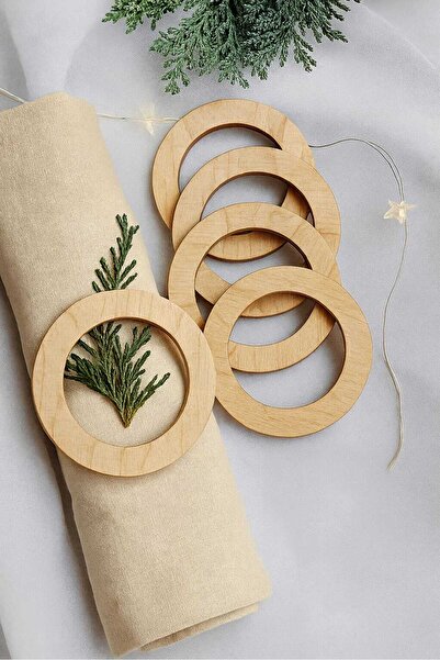 hebmeyy Wooden 4-Piece Vintage Napkin Ring, Presentation Natural, Napkin Holder, Ring Napkin Ring,