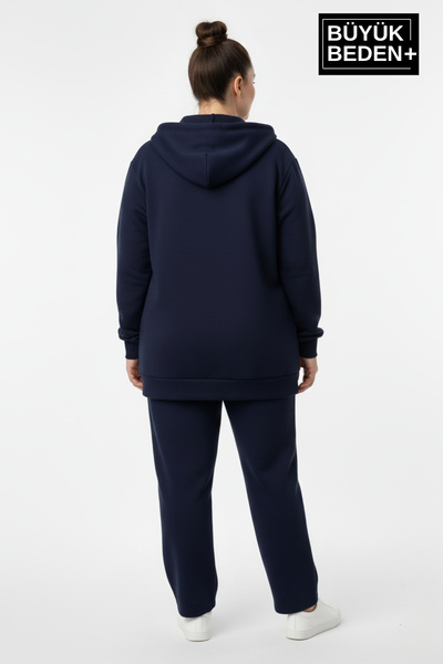 Superlife Women's Plus Size Zippered Hooded New York Printed Sweatshirt Cardigan Spr26Bhr923