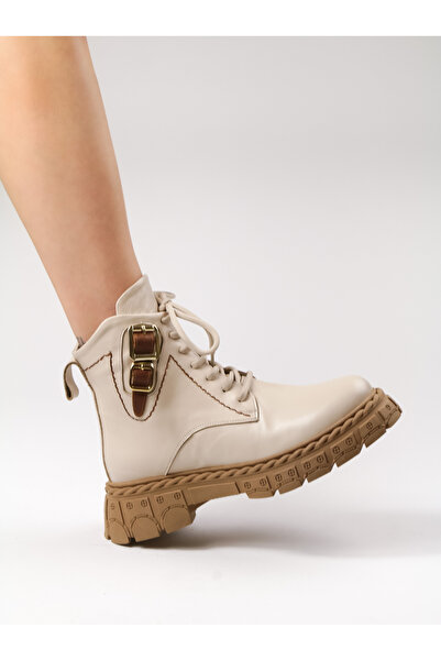 caspian Women's genuine leather boots 035, lace and zipper closure, fur-lined interior, modern, confortable